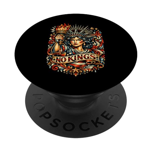 No Kings In America Retro Edgy Protest PopSockets PopGrip Adhesivo