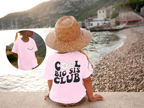Image of LOTUCY Big Sister Shirt for Toddler Girls Cool Big Sis Club Tshirt Promoted to Big Sister Announcement Outfits