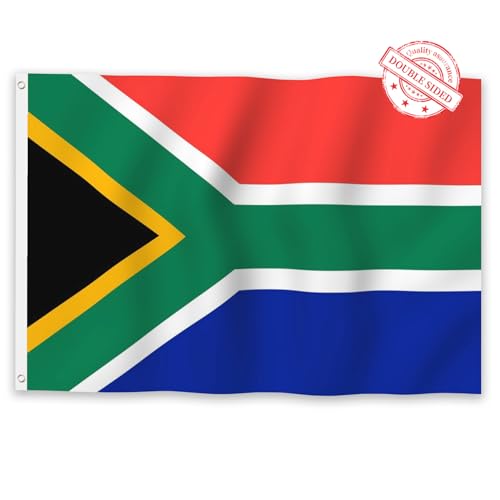Drapeau Afrique du Sud double face résistant au vent 180x300cm pour mât de jardin