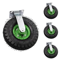 10" Pneumatic Caster Wheels, 4Pcs Heavy Duty Air Tires Rubber Wheel with 2 Swivel/2 Rigid, Rubber Knobby Tread for Workbench, Cart, Trolley, Wagon and Shelves, 300kg/661.39lbs Load Capacity