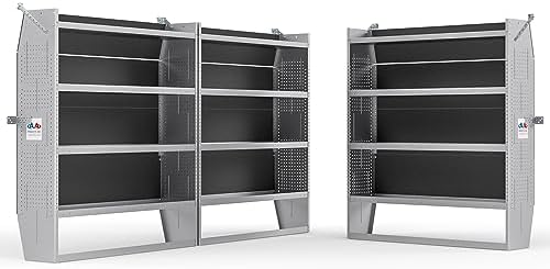 AA Products SH-6005(3) Steel Mid/High Roof Van Shelving Storage System Fits Transit, NV, Promaster and Sprinter, Set of 3 Van Shelving Units, 52