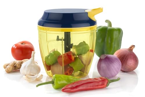 Image of Premium Smart Pull Chopper with 6 Stainless Steel Blades | Manual Vegetable Fruit Nut Onion Chopper & Hand Food Processor | Meat Grinder Mixer Slicer Shredder Salad Maker (Multicolor)