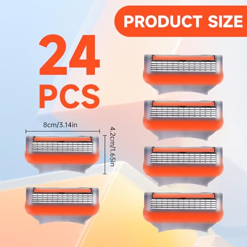 24Pcs Premium Razor Blades for Men compatible gillette fusion 5 blades refills -5-Layer Stainless Steel Refills Compatible with Fusion 5 Style Razors,Smooth Shaving Replacement Cartridges Value Pac - Image 2