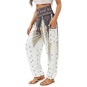 QIANXIZHAN Women’s Harem Pants, High Waist Y...
