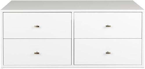 Miniatura 12 de Prepac Cómoda flotante, 4 cajones, estante blanco y flotante con cajón