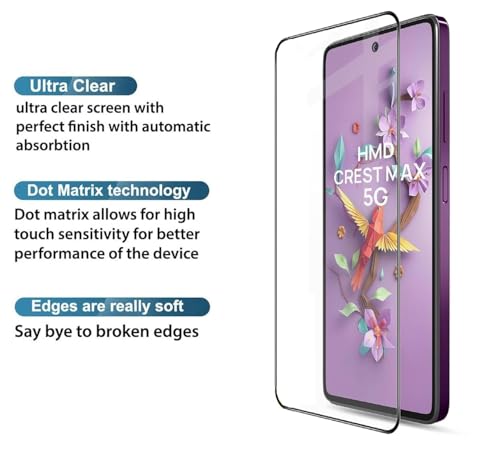 Image of DD SON Tempered Glass Screen Protector Compatible for HMD CREST MAX 5G (2024) HD Glass with Edge to Edge Coverage and Easy Installation kit,Black