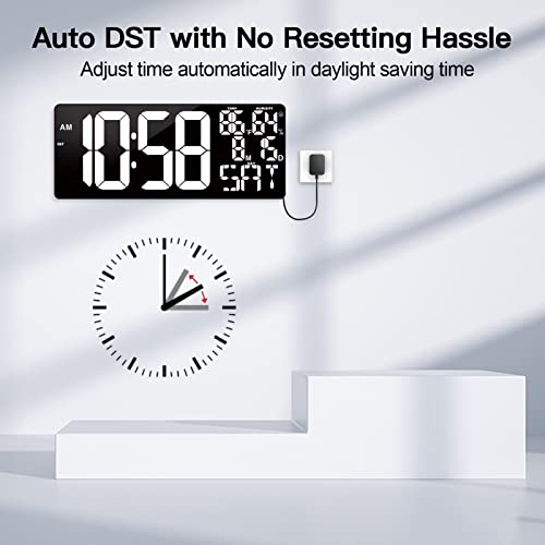 18 Inch Extraly Large Digital Wall Clock With Remote Control, Auto-Dimming Digital Clock Large Display With Date/Temp/Week, Dst, Alarm, 5.9”Jumbo Numbers Large Digital Clock For All Large Spaces Use #TOP3