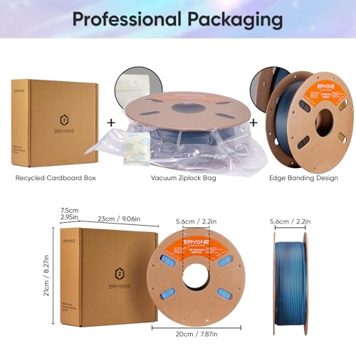 Image of ERYONE Matte Tri Color PLA Filament 3D Printer 1.75mm + /- 0.03mm, Multicolor Filament Tricolor PLA 1KG(2.2lbs) Cardboard Spool, Black & Yellow & Blue