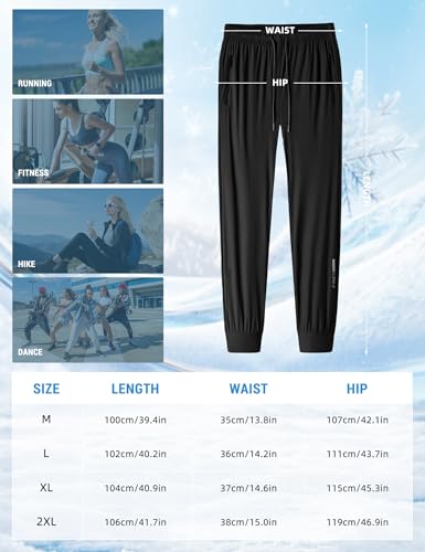 Image of Venzina Women's Lightweight Quick-Dry Icy Cool Straight Pants with Ankle Print, Athletic Breathable 4-Way Stretch Trousers for Gym, Running, Yoga & Casual Wear M-XXL
