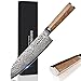 FUJUNI Couteau Santoku Damas en Acier Damas 67 Couche VG10 Acier Couteau de Cuisine 18cm avec Poignée Ergonomique en Bois - Boîte Cadeau