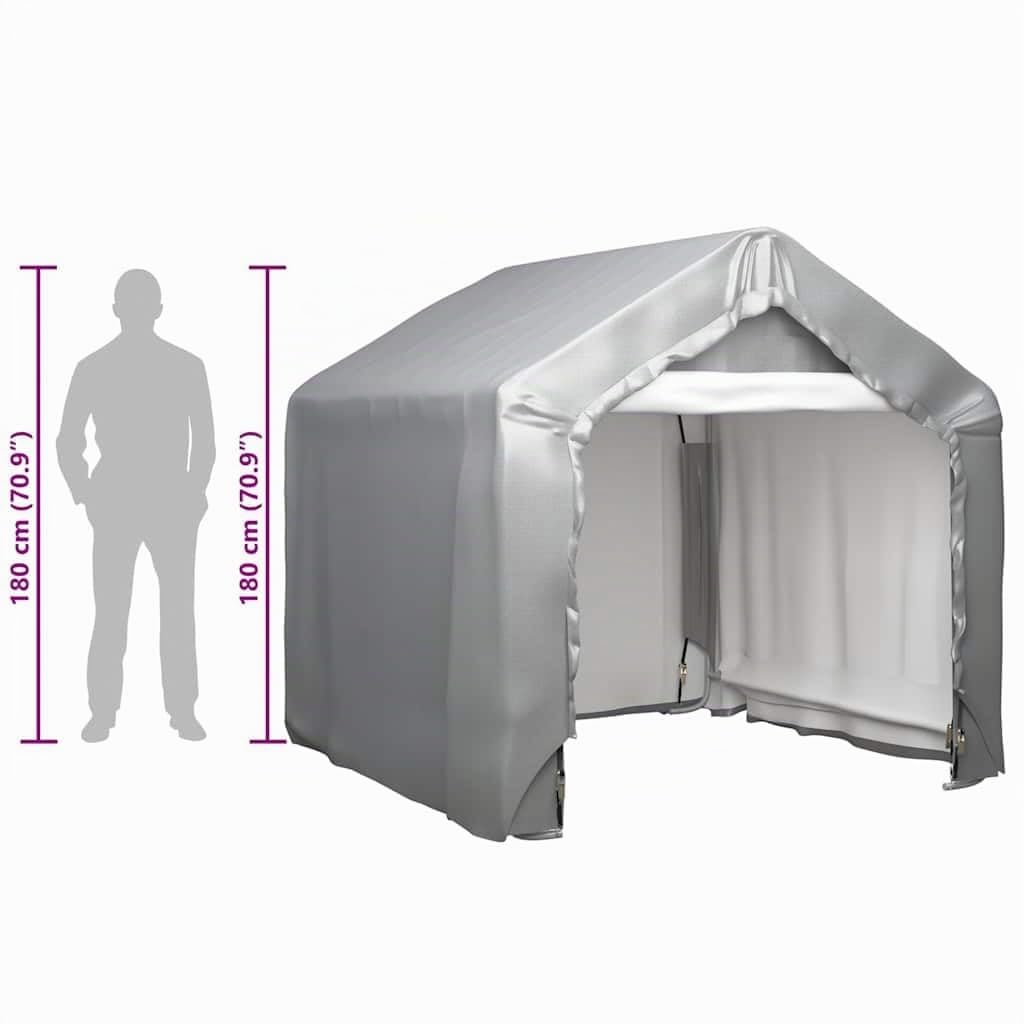 vidaXL Lagerzelt UV-beständig Industriezelt Zelthalle Zeltgarage Garagenzelt Weidezelt Foliengarage Unterstand Lagerhalle Grau 180x180cm Verzinkter Stahl