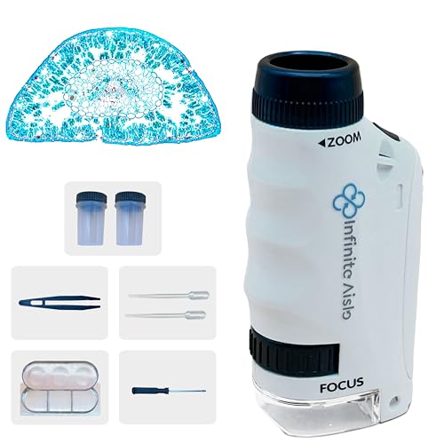 Infinite Aisle 60X-120X Taschenmikroskop – Tragbares Handmikroskop mit LED, Ideal für Kinder & Erwachsene – Perfekt für Wissenschaft, Bildung & Mikrobiologische Beobachtungen