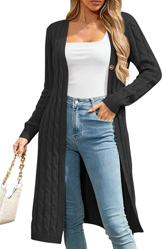 Image of Cakulo Womens Long Cardigans Cable Knit Chunky Cardigan Sweaters Open Front Fall Winter Fashion Outfits Coats 2025