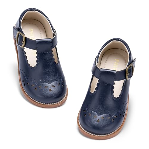 PHIRAMIN Toddler Girl Mary Jane Navy Blue Dress Shoes Size-10 Girl School Uniform Shoes for Wedding Party