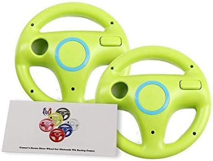 GH Mario Kart 8 Steering Wheel Compatible with Nintendo Wii (Yoshi Green, 2 Pack), Racing Games Wheels for Wii (U) Remote Controller (6 Colors Available)