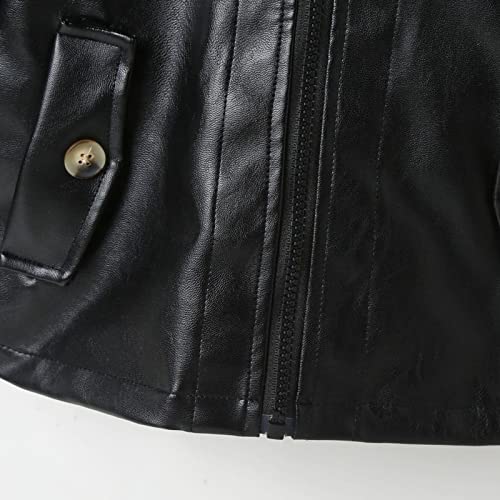Toddler Boys Winter Long Sleeve Warm PU Coat Jacket Solid Color for Babys Clothes Black Coat Jackets Fall Winter Clothes3