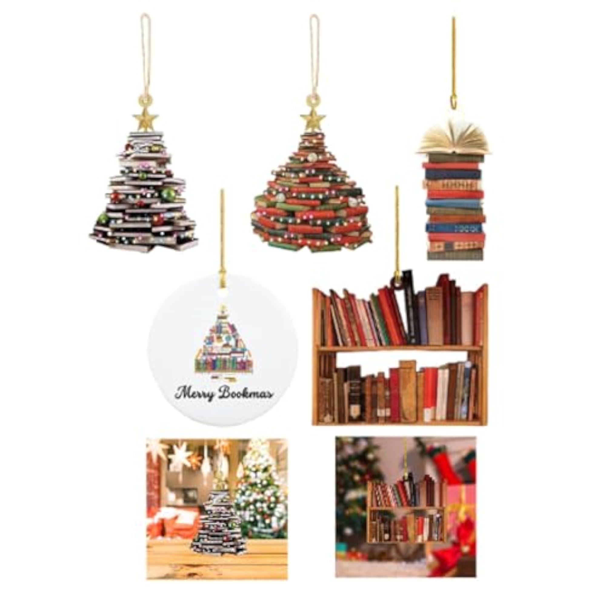 Book Christmas Tree Decoration for Book Lovers, Office Gifts