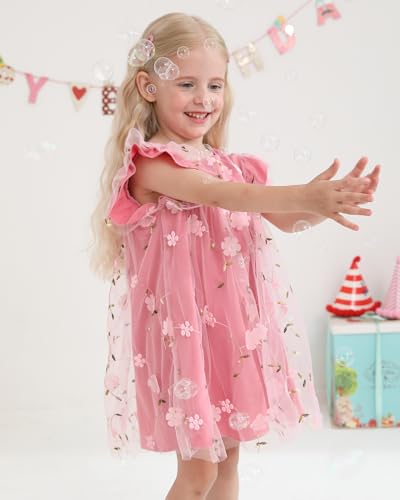 Kucnuzki Baby Girl Clothes Toddler Girls Summer Fairy Tulle Dress Ruffle Fly Sleeve Casual Sundress Cute Outfit for Kids3