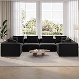 Novilla 141' Modular Sectional Sofa, Modern Cloud Sectional Couch with Smarts Coil™ Support, U-Shape Upholstered Boneless Couch for Living Room Apartments Bedroom, No Assembly Required (6 Seater)