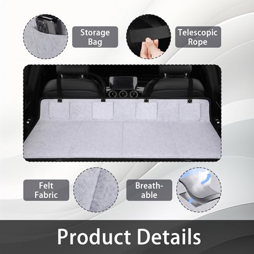 Mocoli Auto Rücksitz Brücke, Verlängerung mit Schondecke für Hunde, Faltbar für Die Meisten Autos SUV in Hellgrau 125x55x2cm
