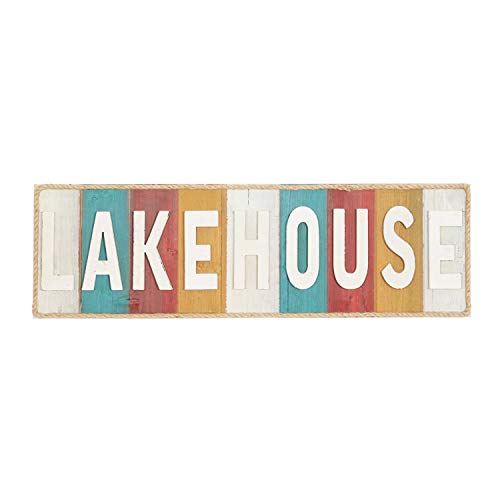 Deco 79 Wood Sign Lake House Wall Decor, 36" X 2" X 11", White #TOP2