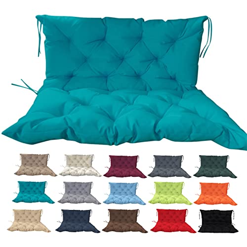 vadmepiop Porch Swing Cushion with Backrest, Outdoor Bench Cushion 2-3 Seater Waterproof Thicken Swing Replacement Cushions,for Garden Recliner Patio Furniture Cushion (Lake Blue, 60x40in)