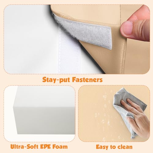 Image of TODIBY 4-Piece Soft PU Leather Toddlers Climbing Toys, Baby Foam Climbing Blocks for Toddlers 3, Foam Play Gym Climbing Structures, Indoor Climb and Crawl Activity Play Set (White and Coffee)