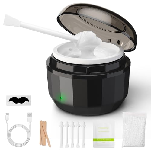 Nose Wax Kit Men, Nose Hair Removal Kit with Built-in Mini Wax Warmer, Ear Hair Removal for Men, 100g Beads, 50 Depilation Sticks, 20 Beard Guards, USB Fast Heating & Constant Temperature