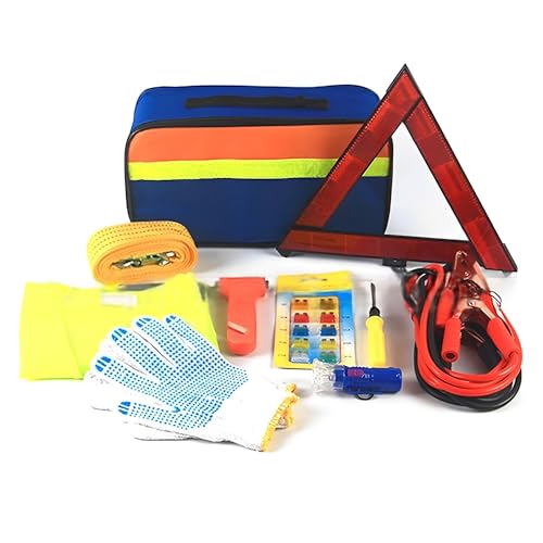 MEETOZ Car Emergency Breakdown Safety Kit 10-in-1 Vehicle Europe Roadside Assistance Travel Kit with Jump Leads, Tow Rope, Warning Triangle, Hi-Vis Vest, Emergency Hammer etc MEETOZ Car Emergency Breakdown Safety Kit 10-in-1 Vehicle Europe Roadside Assistance Travel Kit with Jump Leads, Tow Rope, Warning Triangle, Hi-Vis Vest, Emergency Hammer etc