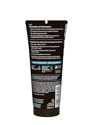 Kneipp MEN 3 in 1 Pflegedusche Sport - Für Haut, Haar & Gesicht - Mit ätherischem Rosmarinöl und natürlichem Menthol - 200 ml