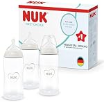 NUK First Choice Baby Bottles, 3+ Months, 300ml, Anti Colic Feeding Bottle, Temperature Control Indicator, Neutral, 3 Count