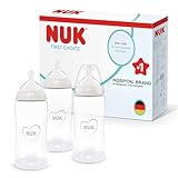 NUK First Choice Baby Bottles | 3+ Months | 300ml | Anti Colic Feeding Bottle | PP | Temperature Control Indicator | Neutral | 3 Count