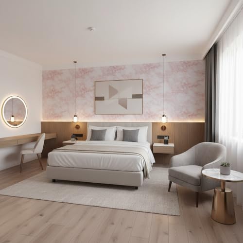 Image of VKR Premium Self Adhesive Waterproof Wallpaper Roll | Peel & Stick Removable Vinyl Sheet for Kitchen Countertops, Cabinets, Wardrobes, Tables & Furniture Makeover (Pink, Pack of 1)