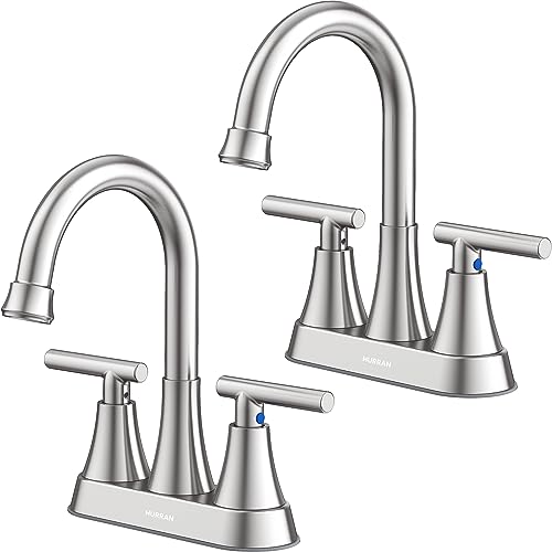 Top 10 Picks for the Best Faucet for Small Bathroom Sink 7 Bathroom Faucets for Sink 3 Hole, Hurran 4 inch Brushed Nickel Bathroom Sink Faucet with Pop-up Drain and Supply Hoses, Stainless Steel Lead-Free Centerset Faucet for Vanity RV, 2 Pack
