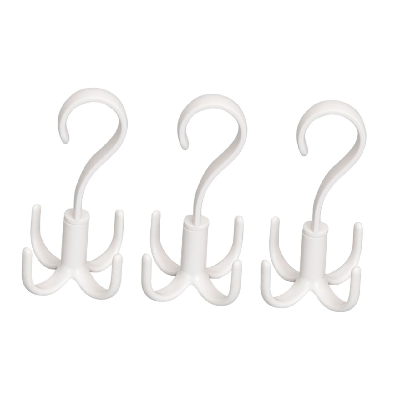 OUNONA 3pcs Rotating Hooks Organizer for Closet Multifunctional Hanger for Ties Scarves Belts and Shoes Creative White Design for Efficient Storage