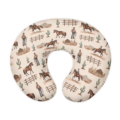 Image of Tongluoye Cow Boy Nursing Pillow Cover for Baby Boys Breastfeeding Pillow Slipcover with Hidden Zipper Nursing Pillow Case for Newborn Girls Horse Breast Feeding Pillowcases Stain Resistant Beige