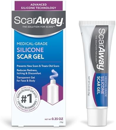 ScarAway Silicone Scar Gel, Helps Improve Size, Color & Texture of Hypertrophic & Keloid Scars from Injury, Burns & Surgery, Water Resistant, 10g (0.35 Oz)