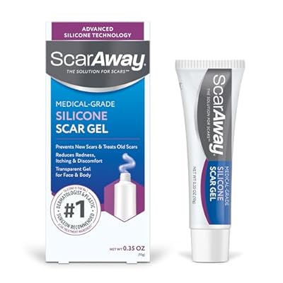 ScarAway Silicone Scar Gel, Helps Improve Size, Color & Texture of Hypertrophic & Keloid Scars from Injury, Burns & Surgery, Water Resistant, 10g 0.35 Oz