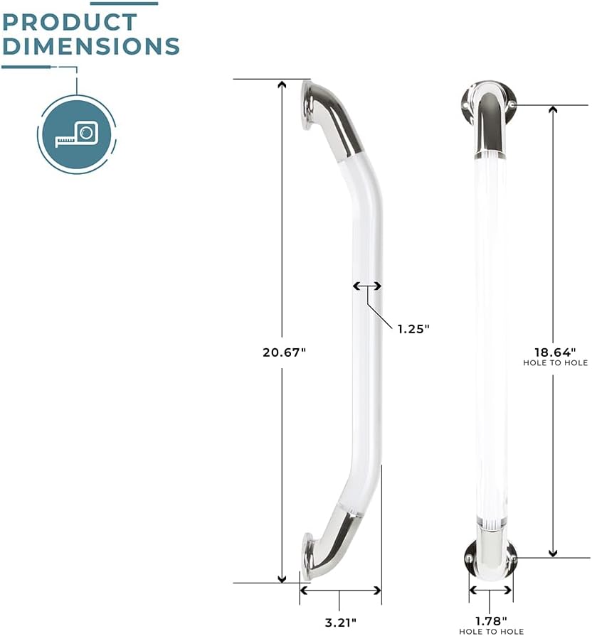 Manufacturer's Select ITC Formed 20” IllumaGrip Assist Handle with LED lit Center Handle for RV, Boat, or Home Step Assist Handle for Interior or Exterior use