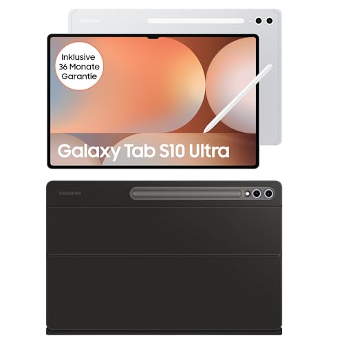 Samsung Galaxy Tab S10 Ultra AI Tablet, Android Tablet, 12 GB RAM, 512 GB Speicher, AMOLED-Display, Antireflexionsbeschichtung, Inkl. S Pen, WiFi, Platinum Silver+Keyboard Cover, Black