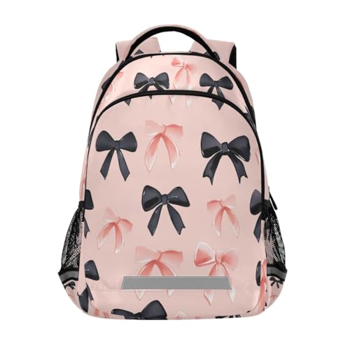 Pink Black Bows Pattern Backpacks for Kids School Bag Student Backpack Bookbag For Boys Girls Casual Bag