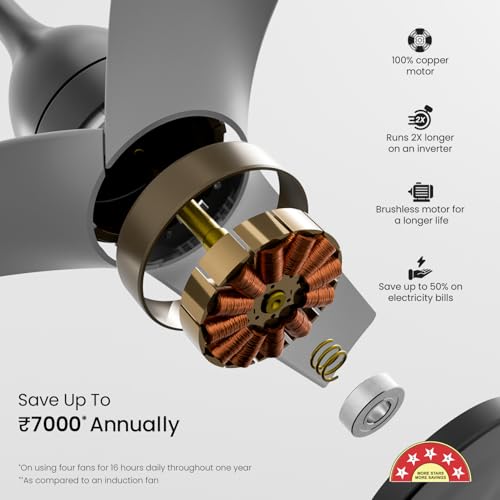 Image of Orient Electric Aerosilent | India's Most Silent Fan | Less than 50dB| 1200mm BLDC Ceiling Fan with Remote | BEE 5-Star Energy-Efficient Fan | Red Dot Design Winner| 5-Year Warranty | Cloud Grey
