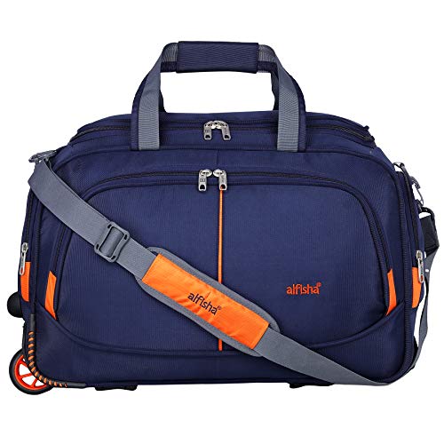 Image of Alfisha Nylon 55 litres Waterproof Strolley Duffle Bag- 2 Wheels - Luggage Bag - (Navy Blue)