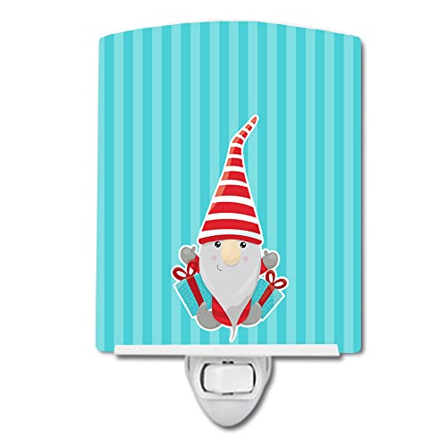 Caroline's Treasures BB8786CNL Christmas Gnome Presents Ceramic Night Light Compact, UL-Certified, Ideal for Bedroom, Bathroom, Nursery, Hallway, Kitchen, 6x4x3, Multicolor