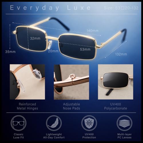 Image of SA106 Mens Retro Vintage Narrow Rectangular Metal Sunglasses