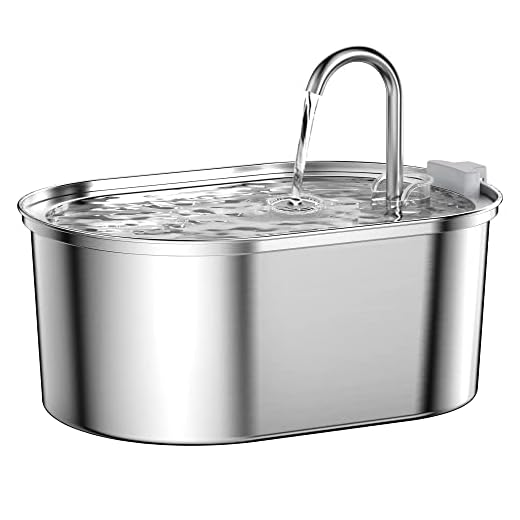 SOOFPET Cat Water Fountain Stainless Steel, 3,2L/108oz Pet Water Fountain, Automatic Cat Fountain with Quiet Pump, Dishwasher Safe Design, Suitable for Multiple Pets