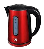 Efbe-Schott Design-Edelstahlwasserkocher, 1,7 Liter, 2000 W, Partikelfilter, Metallic-Rot/Schwarz, SC WK 1020 R