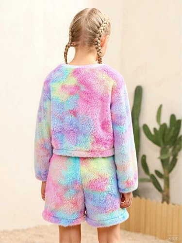 Image of Mafulus Girls Pants Sets Two Pieces Kids Comfy Lightweight Long Sleeve Fleece Sets with Pockets