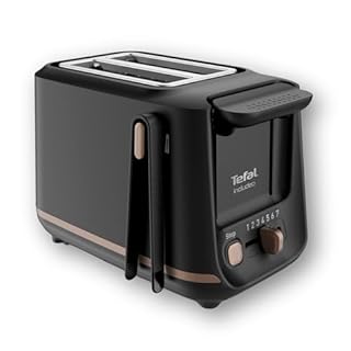 Tefal Grille-pain 2 fentes, Pinces Magnétiques, 7 niveaux de dorage, Tiroir ramasse-miettes amovible, Grandes commandes, Fonction surélévation, Includeo, Noire, TT533811