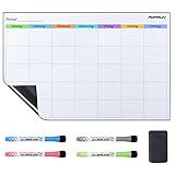 POPRUN Abwischbar magnetisch Monatsplaner/Wochenplaner whiteboard Magnettafel Kühlschrank,Monatskalender,Memoboard,Terminplaner-43 x 28 cm auf Deutsch